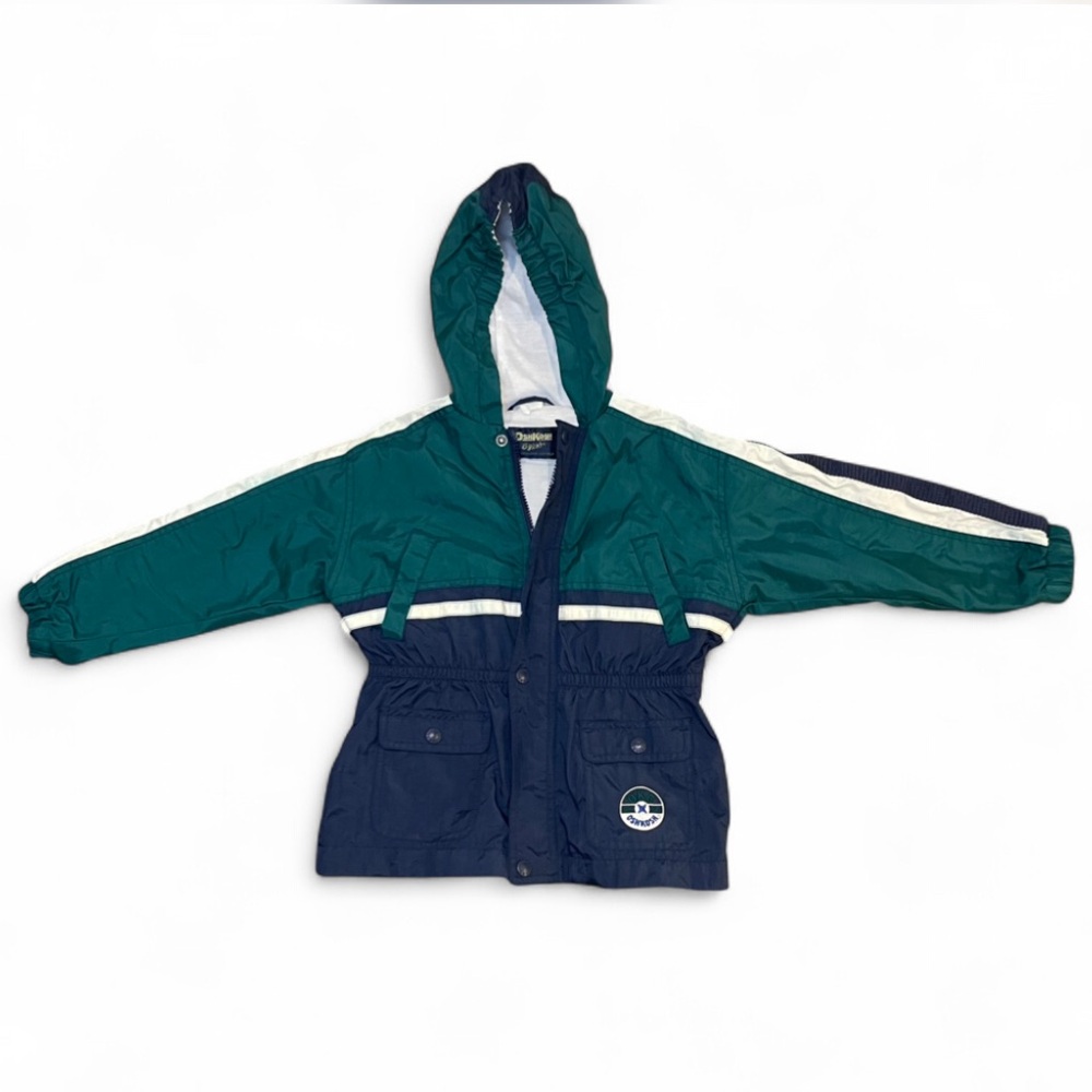 Vintage OshKosh B’gosh Boy’s Colorblock Full Zip Hooded Windbreaker Jacket 5-6